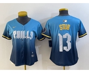 Women's Philadelphia Phillies #13 Stub Blue 2024 City Connect Limited Stitched Jersey