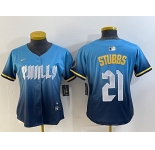 Women's Philadelphia Phillies #21 Garrett Stubbs Blue 2024 City Connect Limited Stitched Jersey
