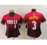 Women's Philadelphia Phillies #3 Bryce Harper Number Red 2024 City Connect Limited Jersey