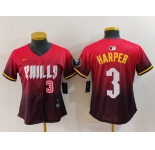 Women's Philadelphia Phillies #3 Bryce Harper Number Red 2024 City Connect Limited Jerseys