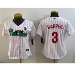 Women's Philadelphia Phillies #3 Bryce Harper Phanatic White Stitched Baseball Jersey