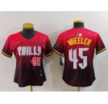 Women's Philadelphia Phillies #45 Zack Wheeler Number Red 2024 City Connect Limited Jerseys