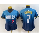 Women's Philadelphia Phillies #7 Trea Turner Number Blue 2024 City Connect Limited Stitched Jersey