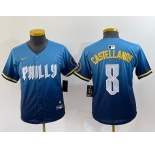 Womens Philadelphia Phillies #8 Nick Castellanos Blue 2024 City Connect Limited Stitched Jersey