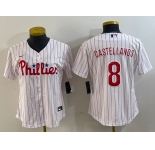 Women's Philadelphia Phillies #8 Nick Castellanos White Cool Base Jersey