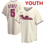 Youth Philadelphia Phillies #5 Bryson Stott Cream Cool Base Stitched Baseball Jersey