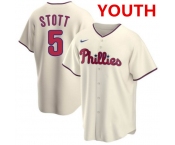 Youth Philadelphia Phillies #5 Bryson Stott Cream Cool Base Stitched Baseball Jersey