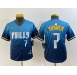Youth Philadelphia Phillies #7 Trea Turner Number Blue 2024 City Connect Limited Stitched Jerseys