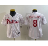 Youth Philadelphia Phillies #8 Nick Castellanos White Cool Base Jersey