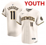 Youth Milwaukee Brewers #11 Jackson Chourio Cream 2024 Home Limited Stitched Baseball Jersey