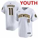 Youth Milwaukee Brewers #11 Jackson Chourio White 2024 Alternate Limited Stitched Baseball Jersey