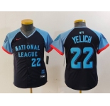 Youth Milwaukee Brewers #22 Christian Yelich Number Navy 2024 All Star Limited Stitched Jerseys