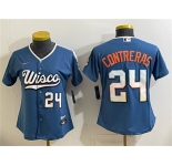 Youth Milwaukee Brewers #24 William Contreras Mineral Blue 2026 City Connect Stadium Stitched Baseball Jersey