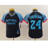 Youth Milwaukee Brewers #24 William Contreras Number Navy 2024 All Star Limited Stitched Jersey