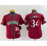 Youth Mexico Baseball #34 Fernando Valenzuela 2023 Red World Classic Stitched Jersey 3