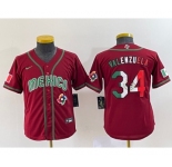 Youth Mexico Baseball #34 Fernando Valenzuela 2023 Red World Classic Stitched Jersey10