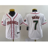 Youth Mexico Baseball #7 Julio Urias Number 2023 Red World Baseball Classic Stitched Jersey 4