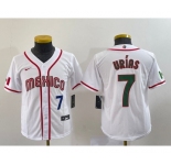 Youth Mexico Baseball #7 Julio Urias Number 2023 Red World Baseball Classic Stitched Jersey 6