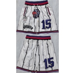 Men's Toronto Raptors #15 Vince Carter White Shorts