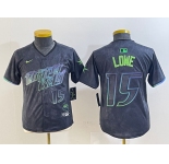 Women's Tampa Bay Rays #15 Josh Lowe Number Charcoal 2024 City Connect Limited Stitched Jersey