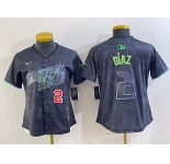 Women's Tampa Bay Rays #2 Yandy Diaz Charcoal 2024 City Connect Player Number Limited Cool Base Jerseys