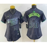 Women's Tampa Bay Rays #56 Randy Arozarena Number Charcoal 2024 City Connect Limited Stitched Jersey