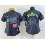 Women's Tampa Bay Rays #56 Randy Arozarena Number Charcoal 2024 City Connect Limited Stitched Jerseys