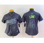 Women's Tampa Bay Rays #8 Brandon Lowe Charcoal 2024 City Connect Player Number Limited Cool Base Jersey