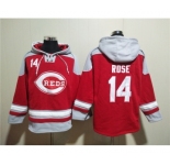 Men's Cincinnati Reds #14 Pete Rose Red Ageless Must-Have Lace-Up Pullover Hoodie