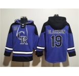 Men's Colorado Rockies #19 Charlie Blackmon Purple Ageless Must-Have Lace-Up Pullover Hoodie