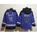 Men's Colorado Rockies #23 Kris Bryant Purple Ageless Must-Have Lace-Up Pullover Hoodie