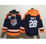 Men's Detroit Tigers #28 Javier Báez Navy Lace-Up Pullover Hoodie