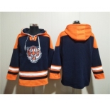 Men's Detroit Tigers Blank Navy Lace-Up Pullover Hoodie