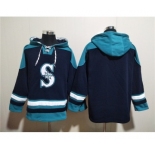 Men's Seattle Mariners Blank Navy Lace-Up Pullover Hoodie