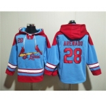 Men's St.Louis Cardinals #28 Nolan Arenado Blue Ageless Must-Have Lace-Up Pullover Hoodie