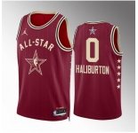 Men 2024 All Star #0 Tyrese Haliburton Crimson Stitched Basketball Jersey