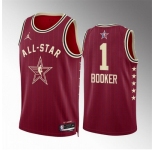 Men 2024 All Star #1 Devin Booker Crimson Stitched Basketball Jersey