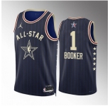 Men 2024 All Star #1 Devin Booker Navy Stitched Basketball Jersey