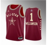 Men 2024 All Star #1 Zion Williamson Crimson Stitched Basketball Jersey