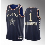 Men 2024 All Star #1 Zion Williamson Navy Stitched Basketball Jersey