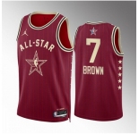 Men 2024 All Star #7 Jaylen Brown Crimson Stitched Basketball Jersey