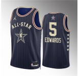Men's 2024 All-Star #5 Anthony Edwards Navy Stitched Basketball Jersey