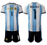 Men's Argentina #1 Benitez National Team FIFA x World Cup 2026 Home White On Field Jersey