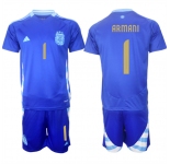 Men's Argentina #1 Franco Armani Blue 2024-25 Away SoccerJersey Suit