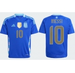 Men's Argentina #10 Lionel Messi Blue Away Soccer Jersey