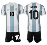 Men's Argentina #10 Lionel Messi White Blue 2025 Home Soccer Jersey Suit
