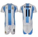 Men's Argentina #11 Di maria White Blue 2024-25 Home Soccer Jersey Suit