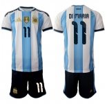 Men's Argentina #11 ángel Fabián Di MarÃa White Blue 2025-26 Home Soccer Jersey Suit