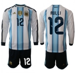 Men's Argentina #12 RULLI Long Sleeve National Team FIFA x World Cup 2026 Home White On Field Jersey