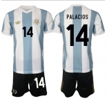 Men's Argentina #14 Palacos White Blue 2024-25 50th Anniversary Home Soccer Jersey Suit